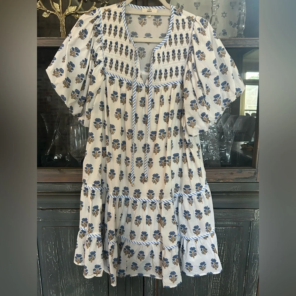 Entro Blue and white Floral Dress Large - Picture 4 of 6